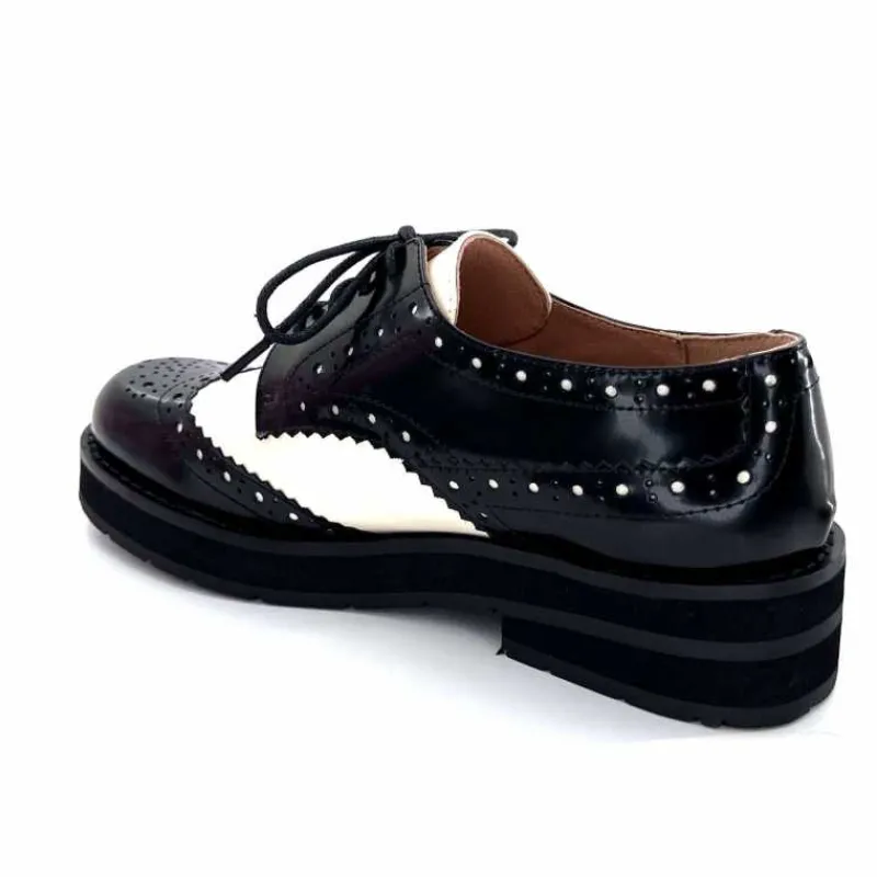Masculin|Lacets<bibi lou - navima Derbies Bibi Lou 593z15 Cuir Glacé & Blanco Noir