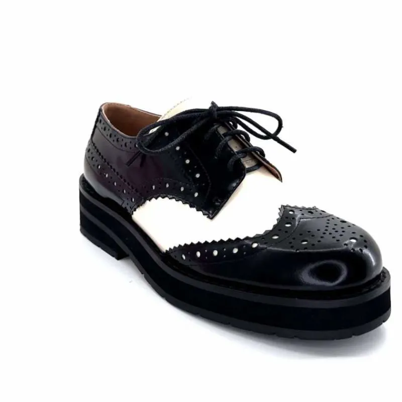 Masculin|Lacets<bibi lou - navima Derbies Bibi Lou 593z15 Cuir Glacé & Blanco Noir