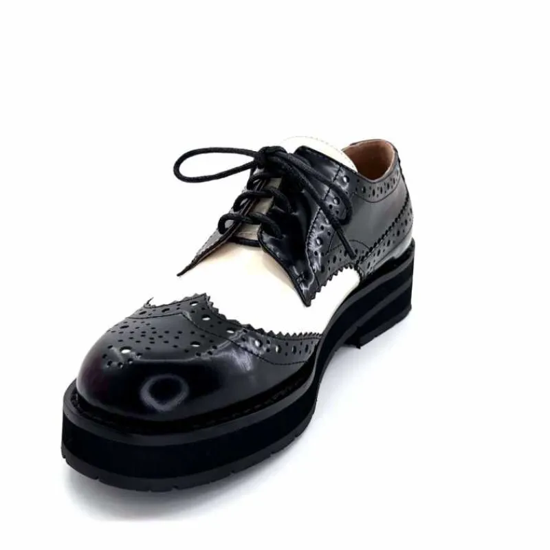 Masculin|Lacets<bibi lou - navima Derbies Bibi Lou 593z15 Cuir Glacé & Blanco Noir