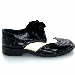Fantaisie|Lacets<Myma Derbies 7805/00 Cuir Vernis Cuir Crème Noir
