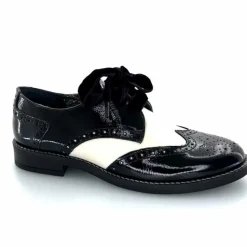 Fantaisie|Lacets<Myma Derbies 7805/00 Cuir Vernis Cuir Crème Noir