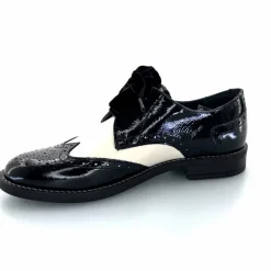 Fantaisie|Lacets<Myma Derbies 7805/00 Cuir Vernis Cuir Crème Noir
