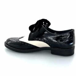 Fantaisie|Lacets<Myma Derbies 7805/00 Cuir Vernis Cuir Crème Noir