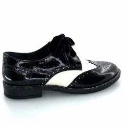 Fantaisie|Lacets<Myma Derbies 7805/00 Cuir Vernis Cuir Crème Noir