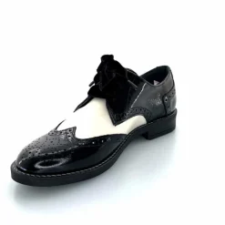 Fantaisie|Lacets<Myma Derbies 7805/00 Cuir Vernis Cuir Crème Noir