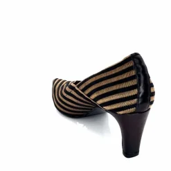 Talon|Soirée<Ivoire0376 Escarpins à Rayures Ivoire 2111 Textile Noir Or NoirOr