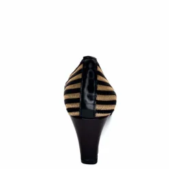 Talon|Soirée<Ivoire0376 Escarpins à Rayures Ivoire 2111 Textile Noir Or NoirOr