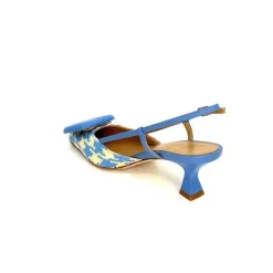 Elégant|Escarpins<chantal Escarpins Bride Arrière 2247 Cuir Raffia Beige Bleu