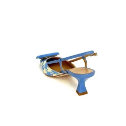 Elégant|Escarpins<chantal Escarpins Bride Arrière 2247 Cuir Raffia Beige Bleu