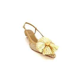 Escarpins<chantal Escarpins Bride Arrière 2211 Textile Raffia Beige