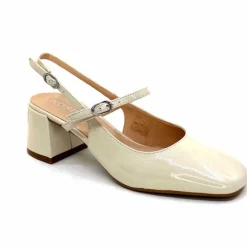 Elégant|Escarpins<Ivoire0104a Escarpins Bride Arrière Ivoire A53097 Cuir Vernis Crème