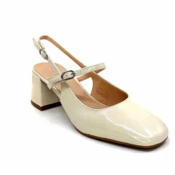 Elégant|Escarpins<Ivoire0104a Escarpins Bride Arrière Ivoire A53097 Cuir Vernis Crème