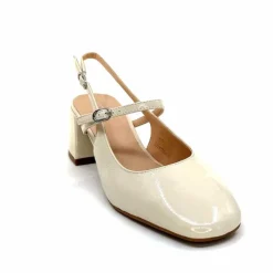Elégant|Escarpins<Ivoire0104a Escarpins Bride Arrière Ivoire A53097 Cuir Vernis Crème