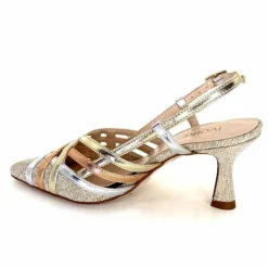 Soirée|Escarpins<Ivoire0376 Escarpins Bride Arrière Ivoire 20906 Cuir Métallique Textile Beige