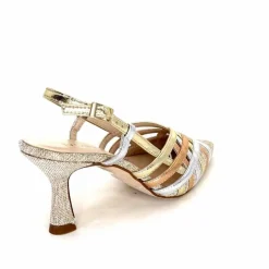 Soirée|Escarpins<Ivoire0376 Escarpins Bride Arrière Ivoire 20906 Cuir Métallique Textile Beige