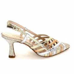 Soirée|Escarpins<Ivoire0376 Escarpins Bride Arrière Ivoire 20906 Cuir Métallique Textile Beige