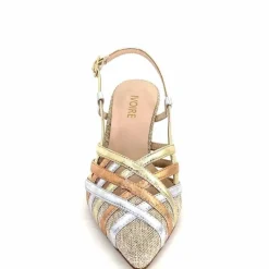 Soirée|Escarpins<Ivoire0376 Escarpins Bride Arrière Ivoire 20906 Cuir Métallique Textile Beige