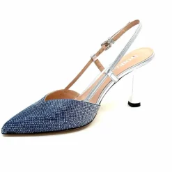 Talon|Soirée<Evaluna Escarpins Bride Arrière Ivoire 1974 Cuir Agrent Strass Bleu