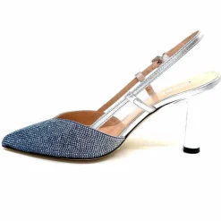 Talon|Soirée<Evaluna Escarpins Bride Arrière Ivoire 1974 Cuir Agrent Strass Bleu