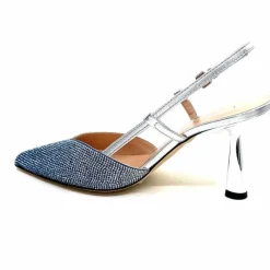 Talon|Soirée<Evaluna Escarpins Bride Arrière Ivoire 1974 Cuir Agrent Strass Bleu