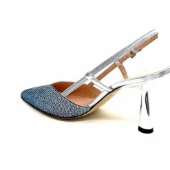 Talon|Soirée<Evaluna Escarpins Bride Arrière Ivoire 1974 Cuir Agrent Strass Bleu