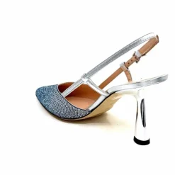 Talon|Soirée<Evaluna Escarpins Bride Arrière Ivoire 1974 Cuir Agrent Strass Bleu