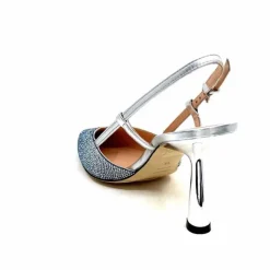 Talon|Soirée<Evaluna Escarpins Bride Arrière Ivoire 1974 Cuir Agrent Strass Bleu