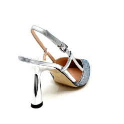 Talon|Soirée<Evaluna Escarpins Bride Arrière Ivoire 1974 Cuir Agrent Strass Bleu