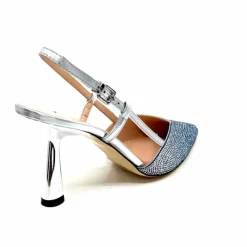 Talon|Soirée<Evaluna Escarpins Bride Arrière Ivoire 1974 Cuir Agrent Strass Bleu