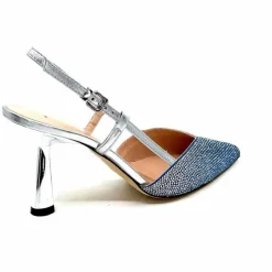 Talon|Soirée<Evaluna Escarpins Bride Arrière Ivoire 1974 Cuir Agrent Strass Bleu