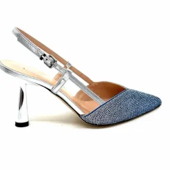 Talon|Soirée<Evaluna Escarpins Bride Arrière Ivoire 1974 Cuir Agrent Strass Bleu