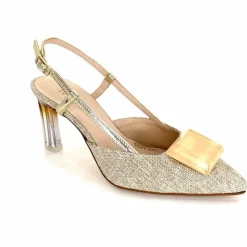 Talon|Féminin<Ivoire0376 Escarpins Bride arrière Ivoire 4908 Textile Or Beige