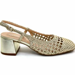 Elégant|Escarpins<Ivoire0104a Escarpins Bride Arrière Ivoire A53326 Cuir Dé Or