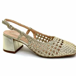 Elégant|Escarpins<Ivoire0104a Escarpins Bride Arrière Ivoire A53326 Cuir Dé Or