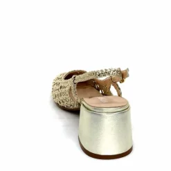 Elégant|Escarpins<Ivoire0104a Escarpins Bride Arrière Ivoire A53326 Cuir Dé Or