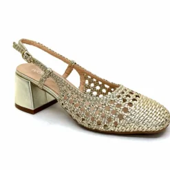 Elégant|Escarpins<Ivoire0104a Escarpins Bride Arrière Ivoire A53326 Cuir Dé Or