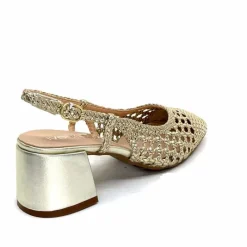 Elégant|Escarpins<Ivoire0104a Escarpins Bride Arrière Ivoire A53326 Cuir Dé Or