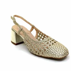 Elégant|Escarpins<Ivoire0104a Escarpins Bride Arrière Ivoire A53326 Cuir Dé Or