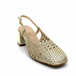 Elégant|Escarpins<Ivoire0104a Escarpins Bride Arrière Ivoire A53326 Cuir Dé Or