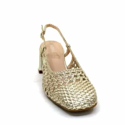 Elégant|Escarpins<Ivoire0104a Escarpins Bride Arrière Ivoire A53326 Cuir Dé Or