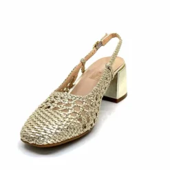 Elégant|Escarpins<Ivoire0104a Escarpins Bride Arrière Ivoire A53326 Cuir Dé Or