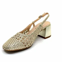 Elégant|Escarpins<Ivoire0104a Escarpins Bride Arrière Ivoire A53326 Cuir Dé Or