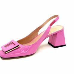 Féminin|Elégant<Evaluna Escarpins Bride Arrière Ivoire 6551 Cuir Vernis Rose