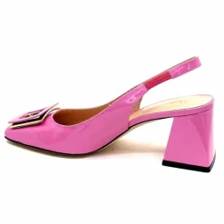 Féminin|Elégant<Evaluna Escarpins Bride Arrière Ivoire 6551 Cuir Vernis Rose