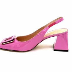 Féminin|Elégant<Evaluna Escarpins Bride Arrière Ivoire 6551 Cuir Vernis Rose