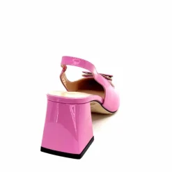 Féminin|Elégant<Evaluna Escarpins Bride Arrière Ivoire 6551 Cuir Vernis Rose