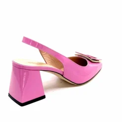 Féminin|Elégant<Evaluna Escarpins Bride Arrière Ivoire 6551 Cuir Vernis Rose