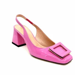 Féminin|Elégant<Evaluna Escarpins Bride Arrière Ivoire 6551 Cuir Vernis Rose
