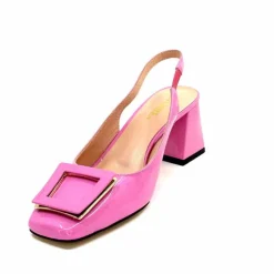 Féminin|Elégant<Evaluna Escarpins Bride Arrière Ivoire 6551 Cuir Vernis Rose