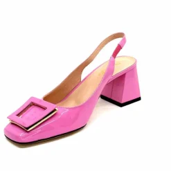 Féminin|Elégant<Evaluna Escarpins Bride Arrière Ivoire 6551 Cuir Vernis Rose